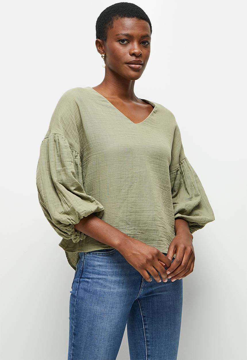edit - Baby cotton bellow sleeve blouse - fatigue