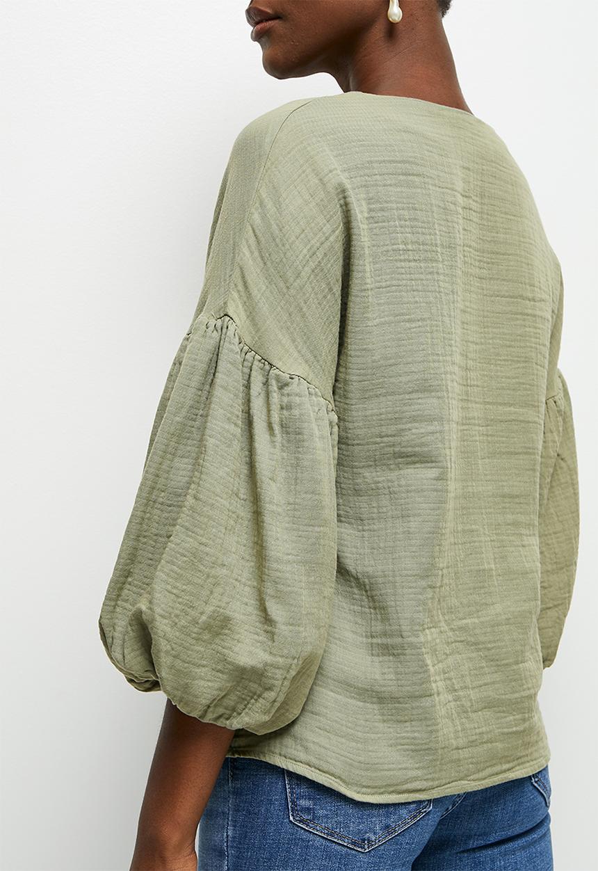 edit - Baby cotton bellow sleeve blouse - fatigue