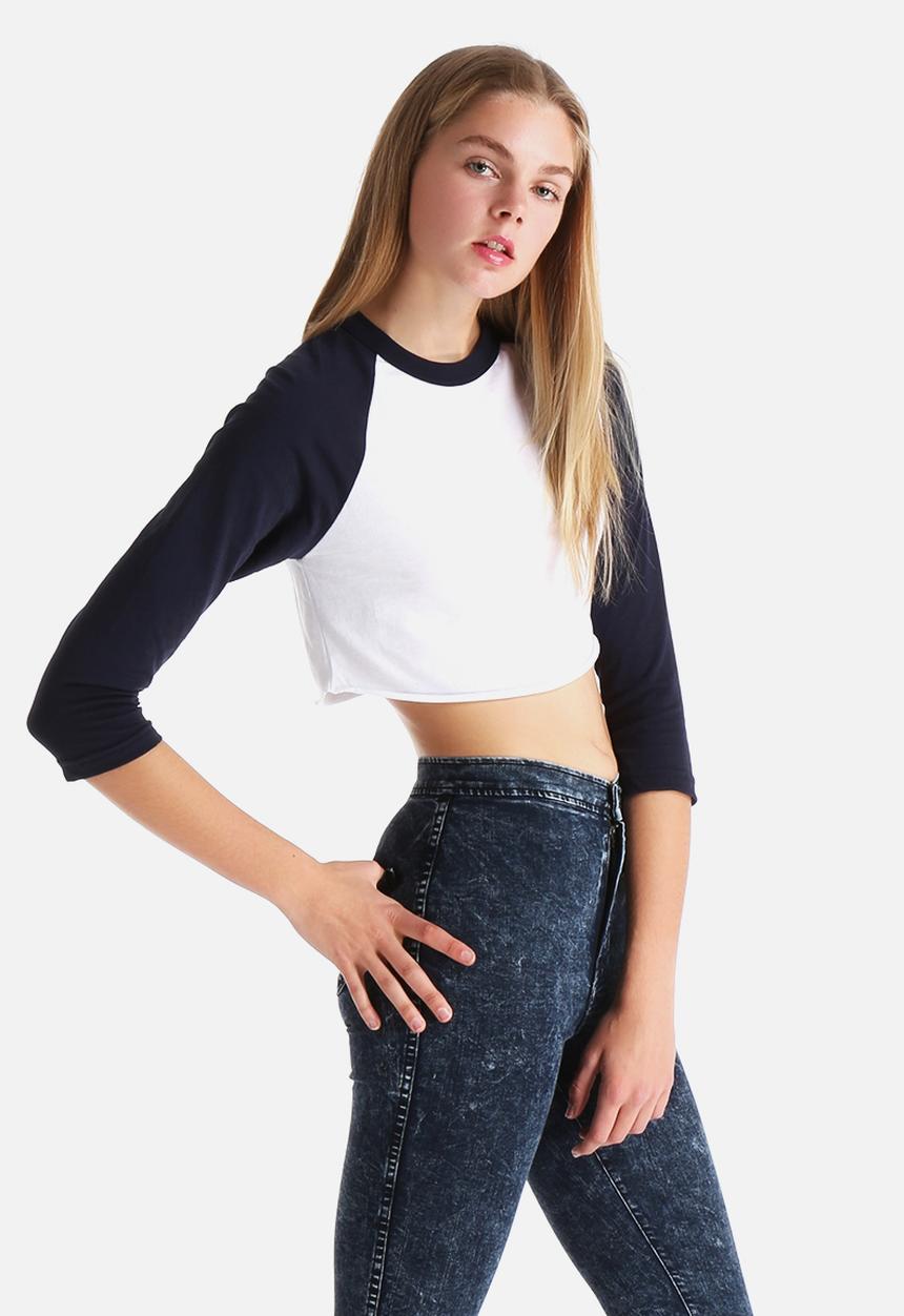 American Apparel - Poly-Cotton Cropped 3/4 Sleeve Raglan