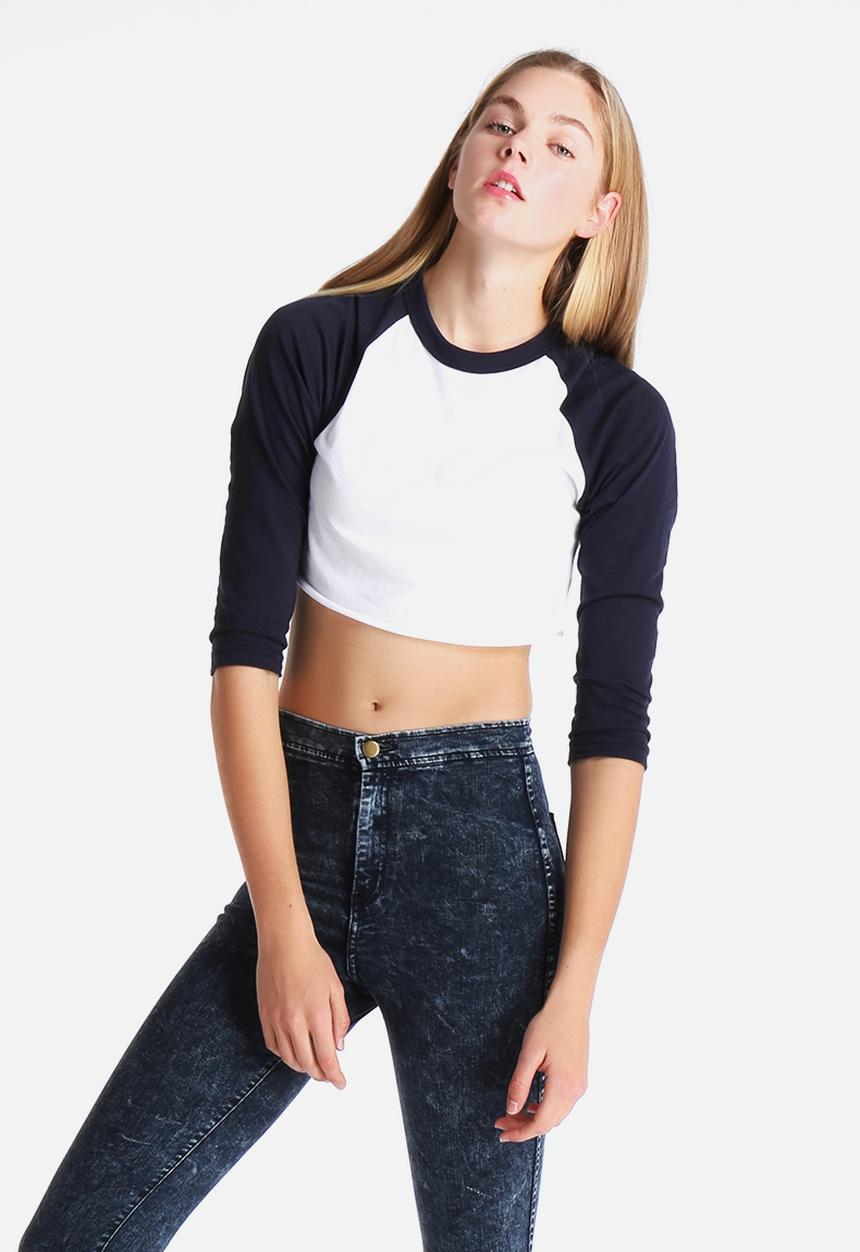 American Apparel - Poly-Cotton Cropped 3/4 Sleeve Raglan