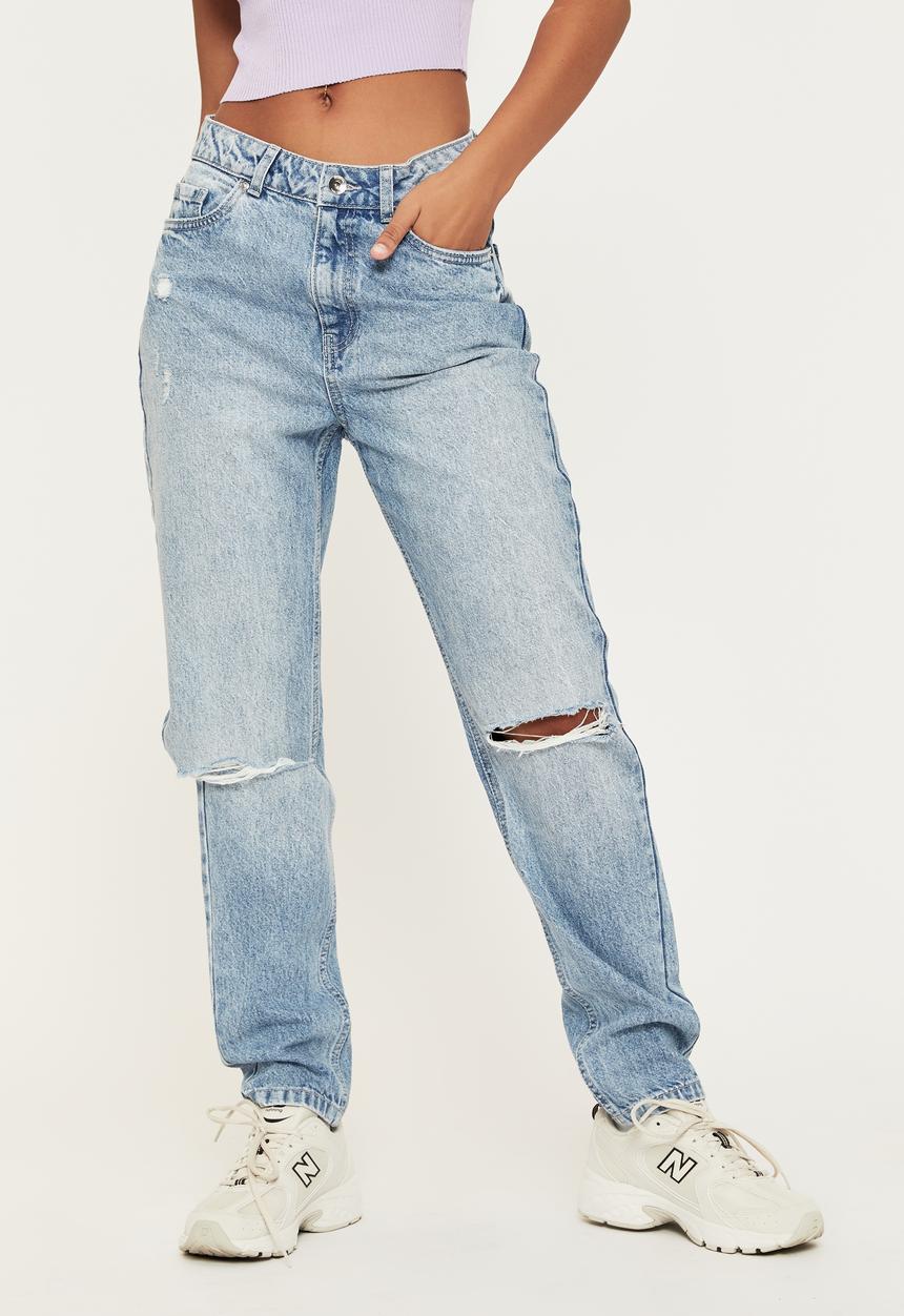 Supré  - Classic mom ripped denim jean - evening blue ripped