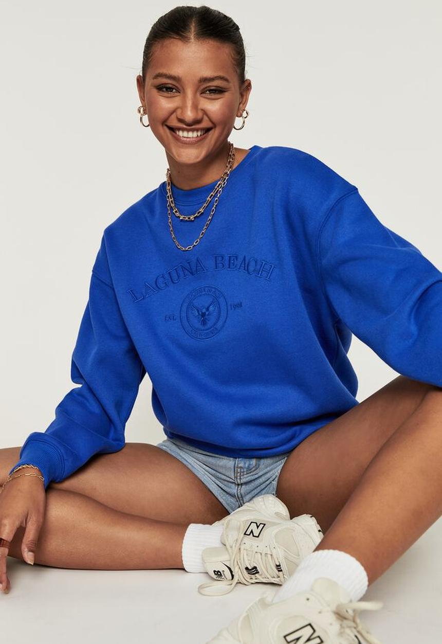 Supré  - Tonya oversized crew jumper - sapphire blue/laguna beach crest