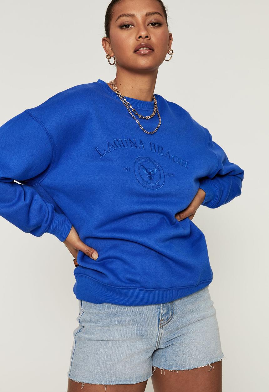Supré  - Tonya oversized crew jumper - sapphire blue/laguna beach crest