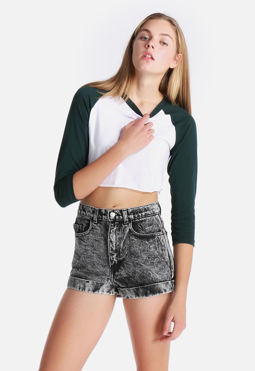 American Apparel - Poly-Cotton Cropped 3/4 Sleeve Raglan