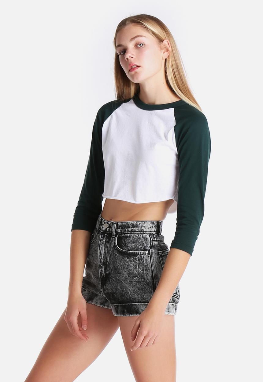 American Apparel - Poly-Cotton Cropped 3/4 Sleeve Raglan