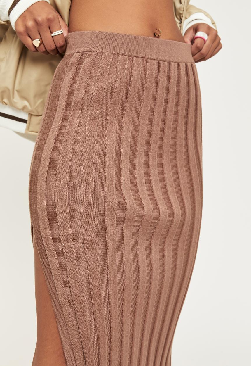 Supré  - Olive split midi skirt - choc malt