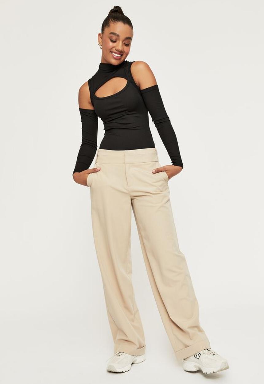 Supré  - Anna long sleeve cut out bodysuit - black