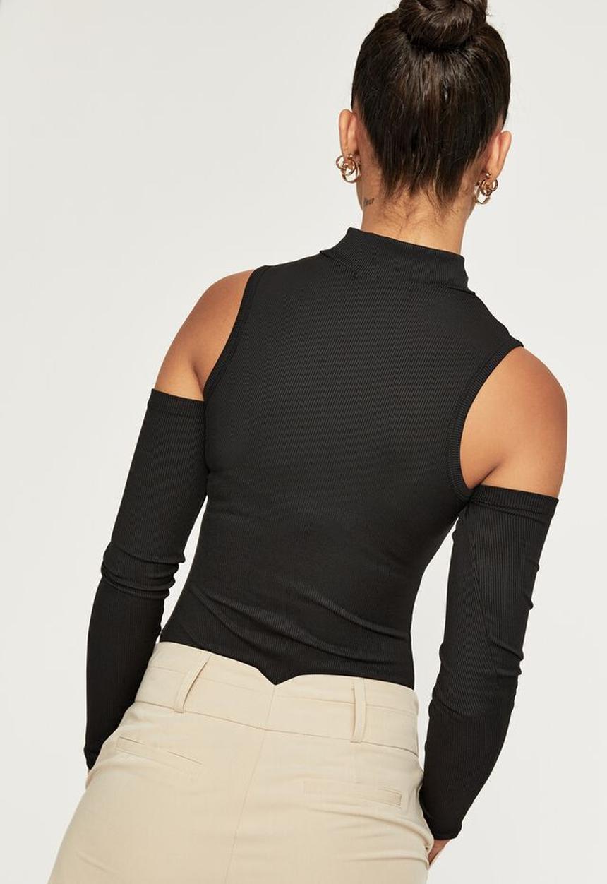 Supré  - Anna long sleeve cut out bodysuit - black
