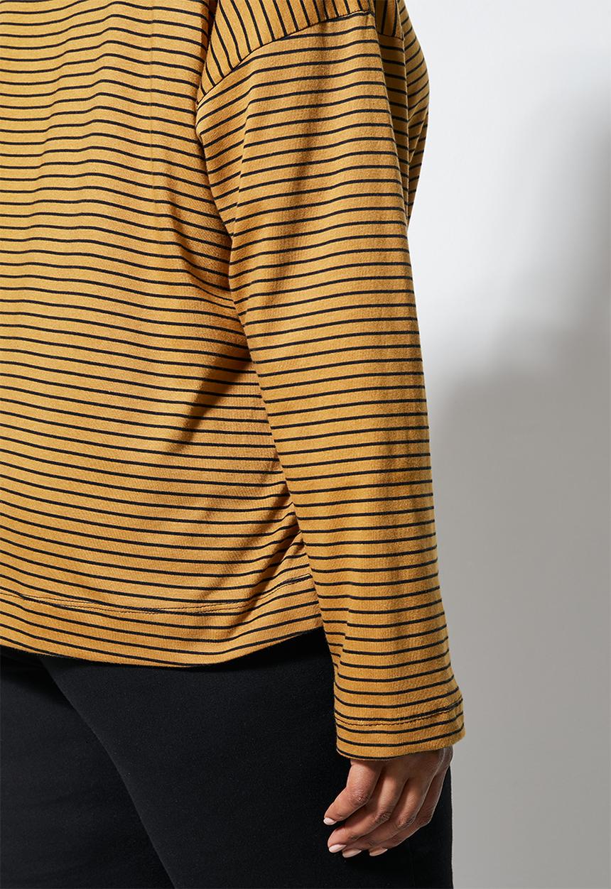 Superbalist - Striped funnel neck tee - tobacco & black stripe