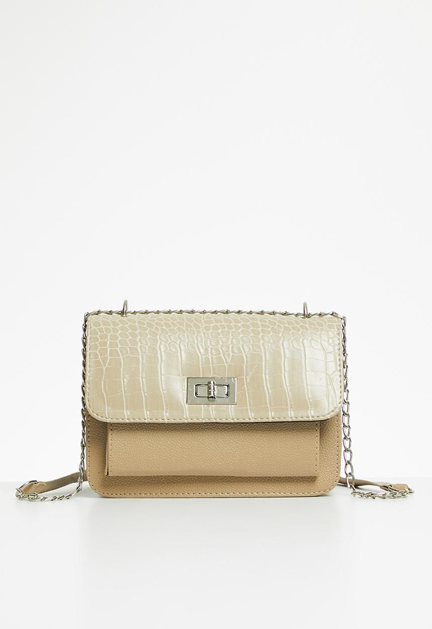Trendyol - Faux croc detail crossbody bag - mink