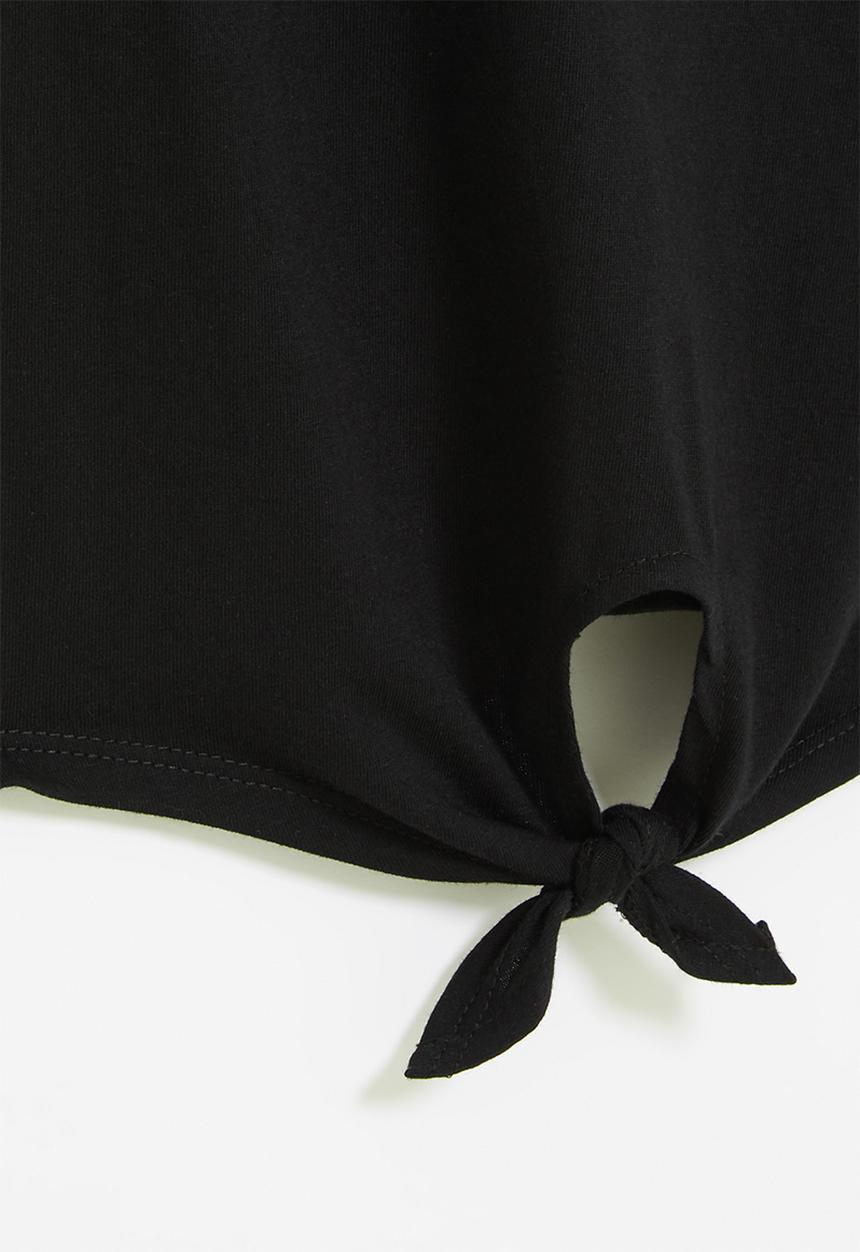 Rebel Republic - Printed front knot tee - black