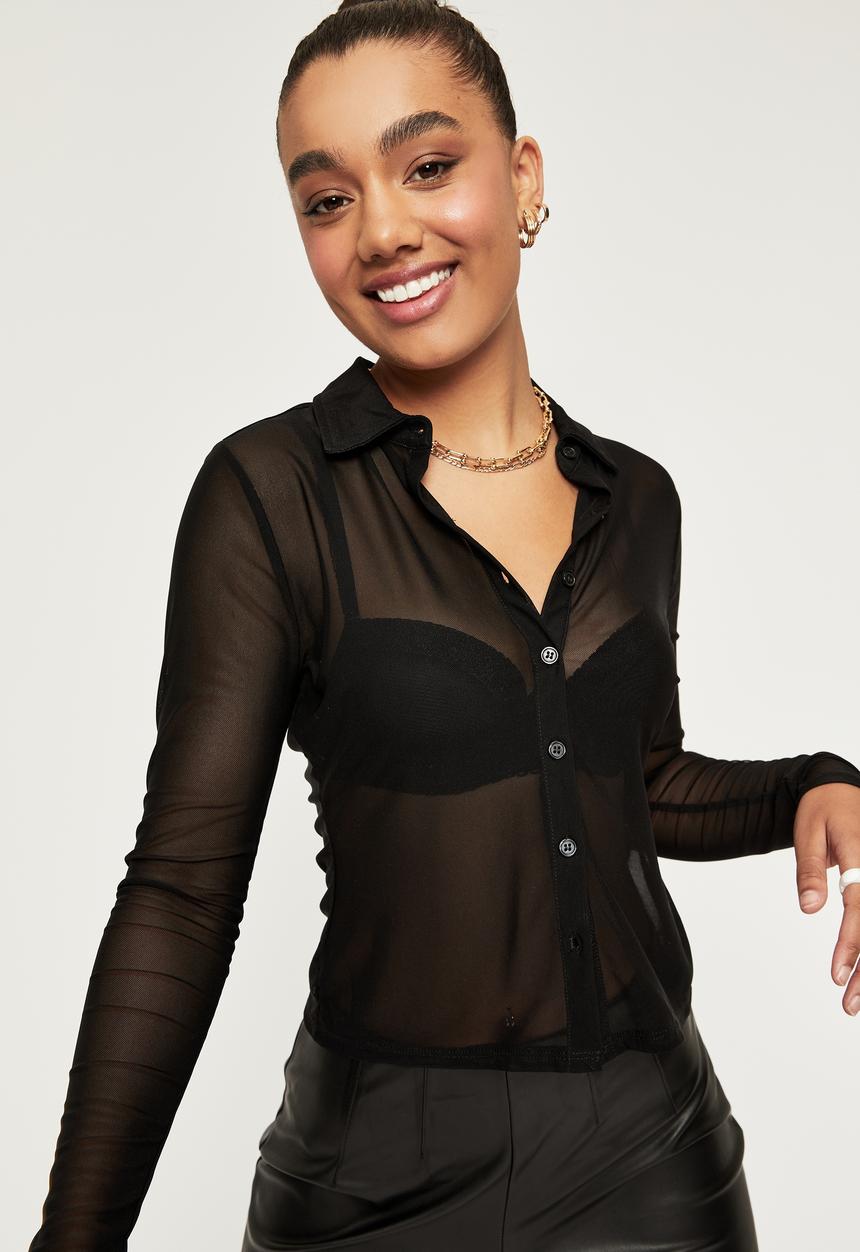 Supré  - Irene long sleeve mesh shirt - black