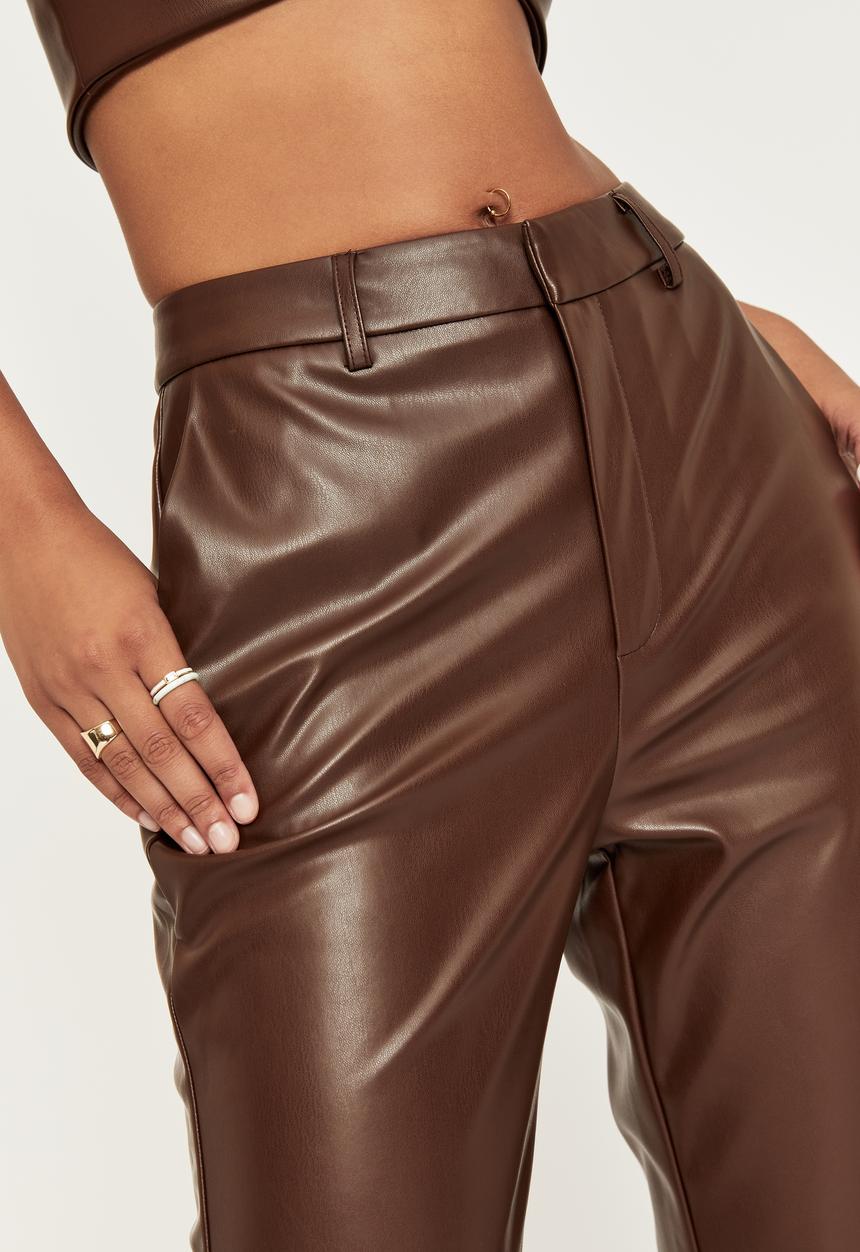 Supré  - Vegan leather straight leg pant - choc top