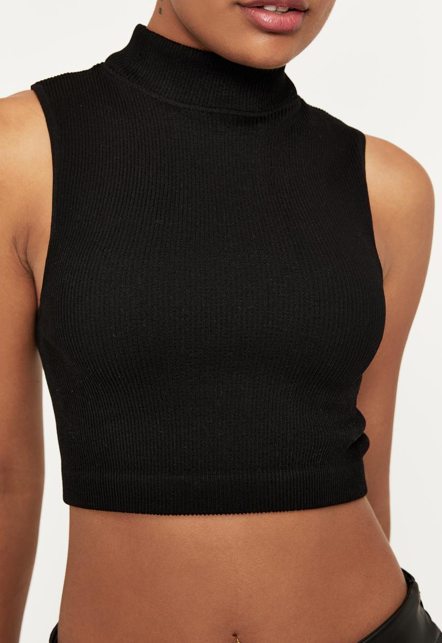 Supré  - Gigi mock neck seamfree top - black