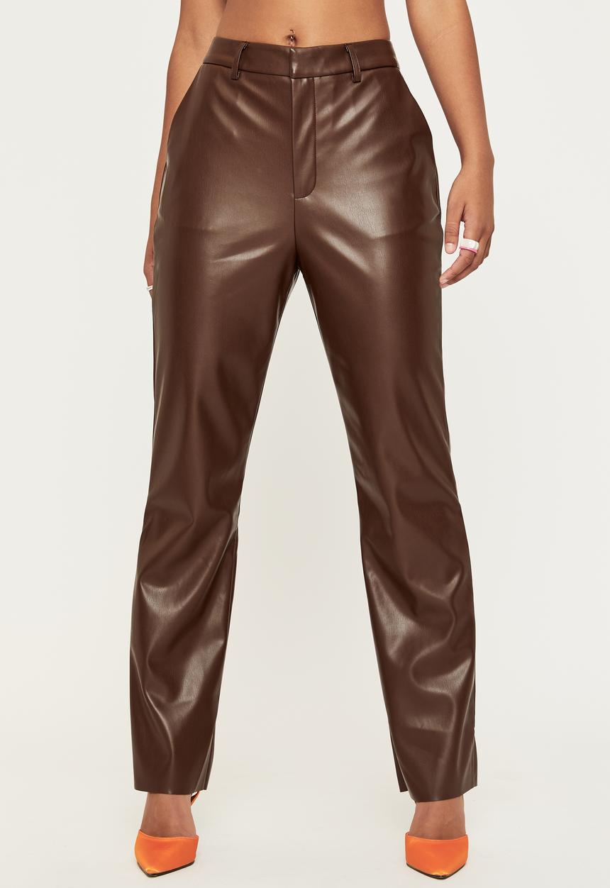 Supré  - Vegan leather straight leg pant - choc top