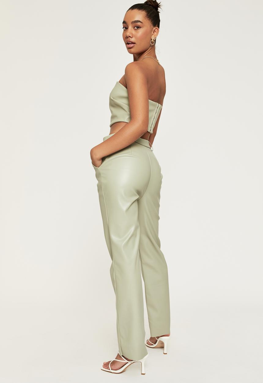 Supré  - Vegan leather straight leg pant - silver stone