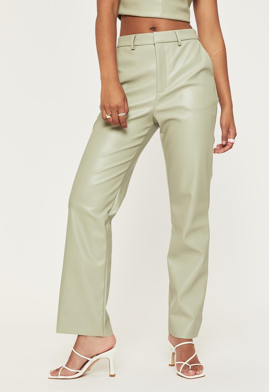 Supré  - Vegan leather straight leg pant - silver stone