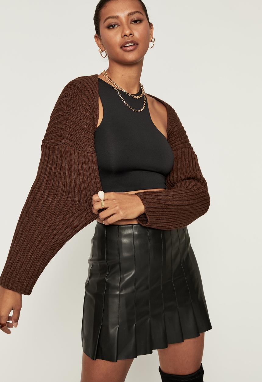 Supré  - Emma oversized knit shrug - choc top