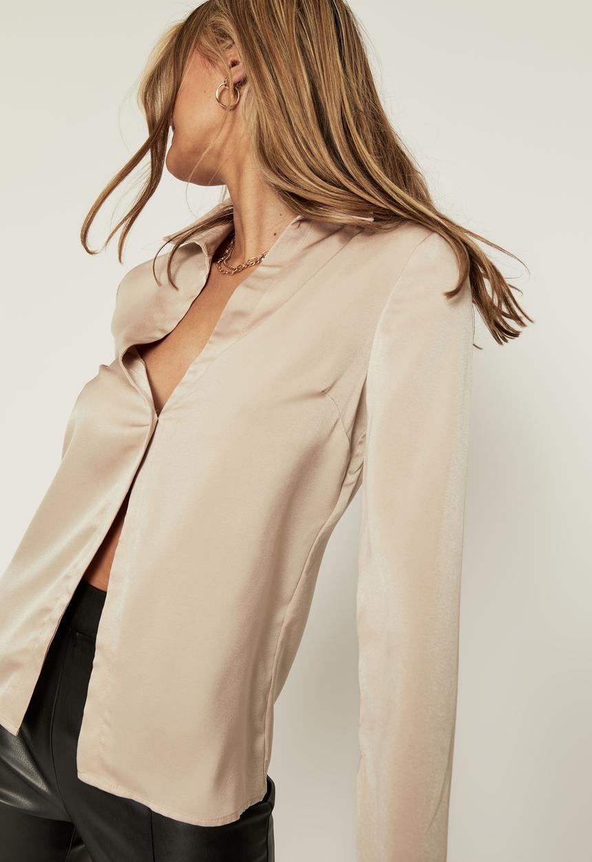 Supré  - Danielle satin shirt - soft taupe
