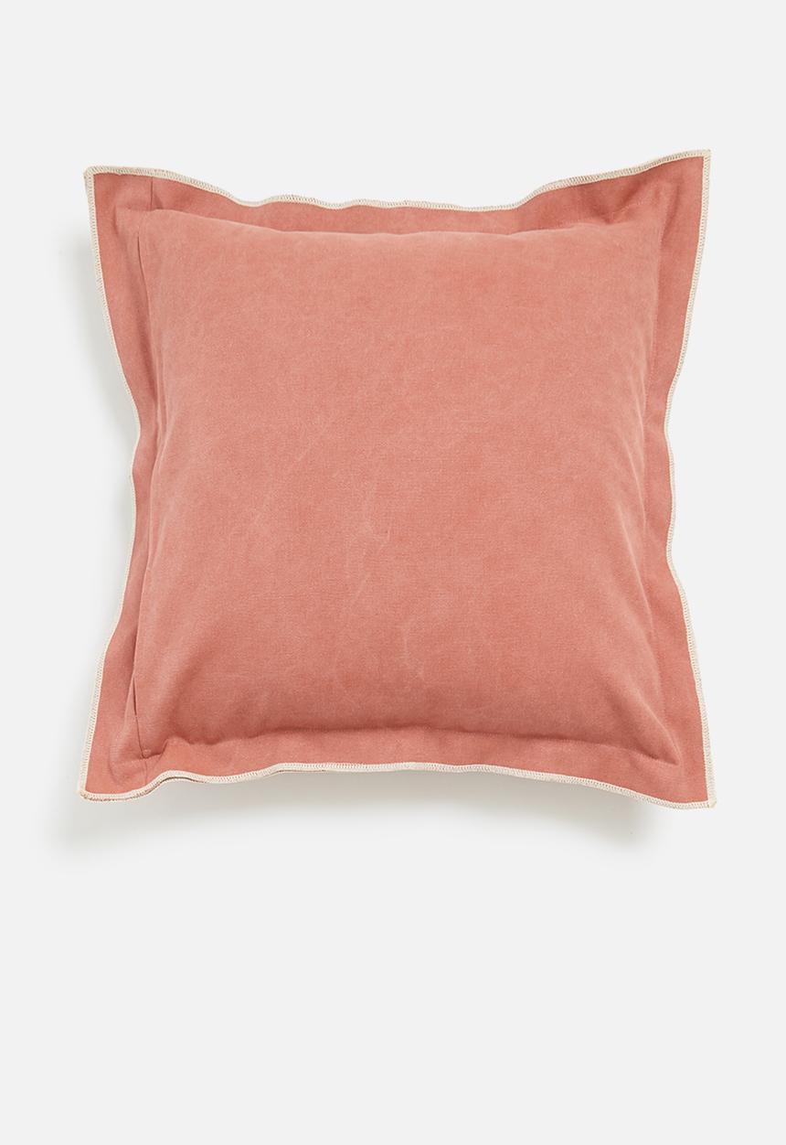 Sixth Floor - Duvha canvas cushion cover - brick & ivory overlock