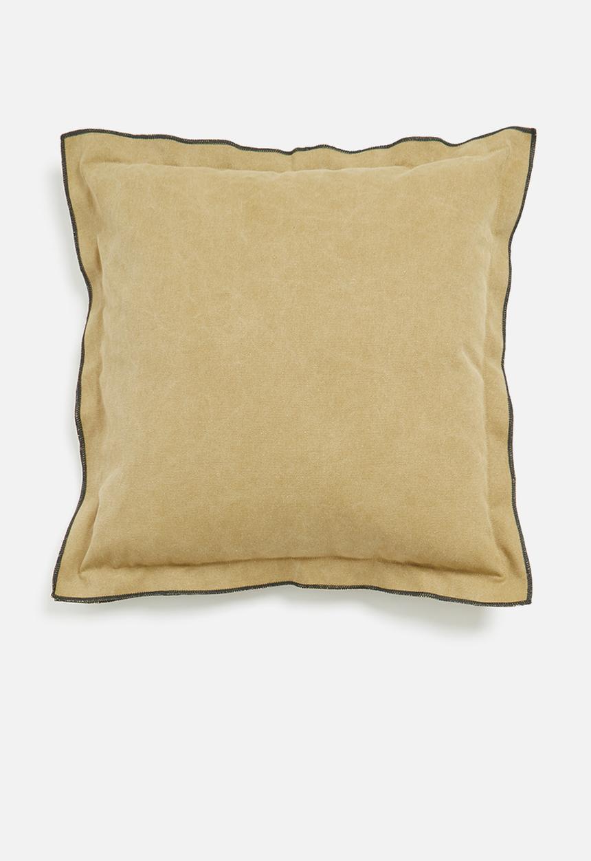 Sixth Floor - Duvha canvas cushion cover - scotch & charcoal overlock
