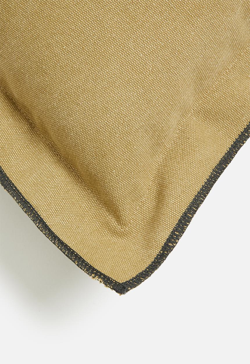 Sixth Floor - Duvha canvas cushion cover - scotch & charcoal overlock