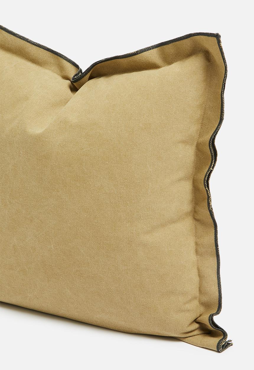 Sixth Floor - Duvha canvas cushion cover - scotch & charcoal overlock