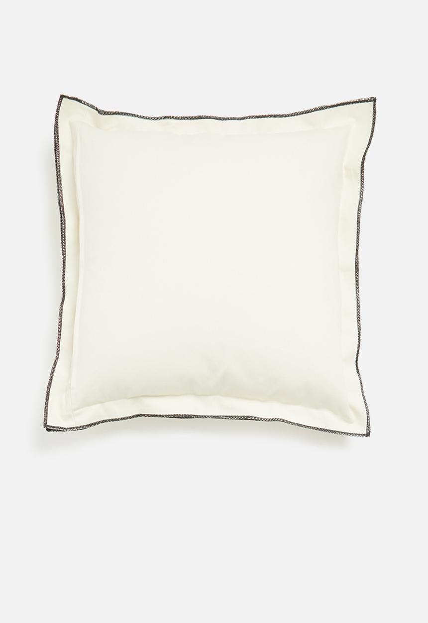 Sixth Floor - Duvha canvas cushion cover - ivory & charcoal overlock