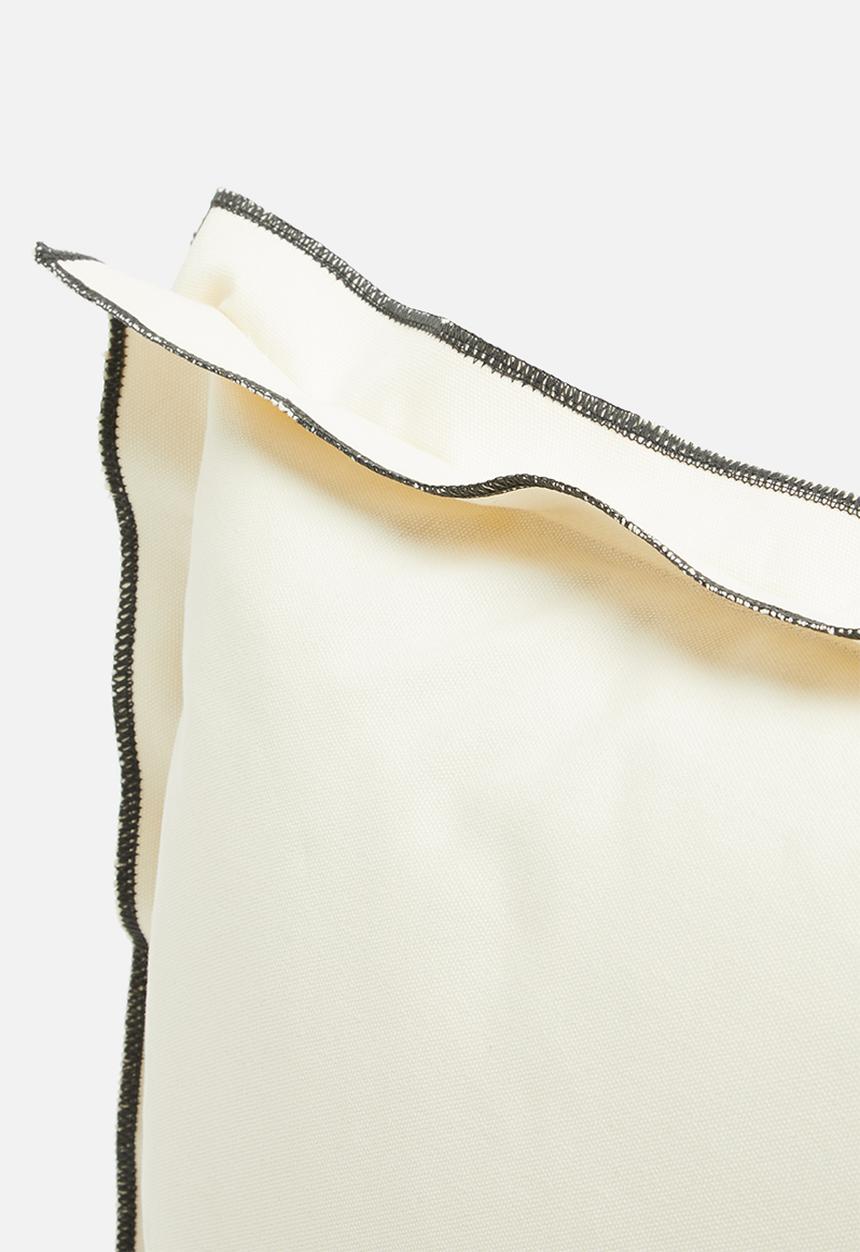 Sixth Floor - Duvha canvas cushion cover - ivory & charcoal overlock