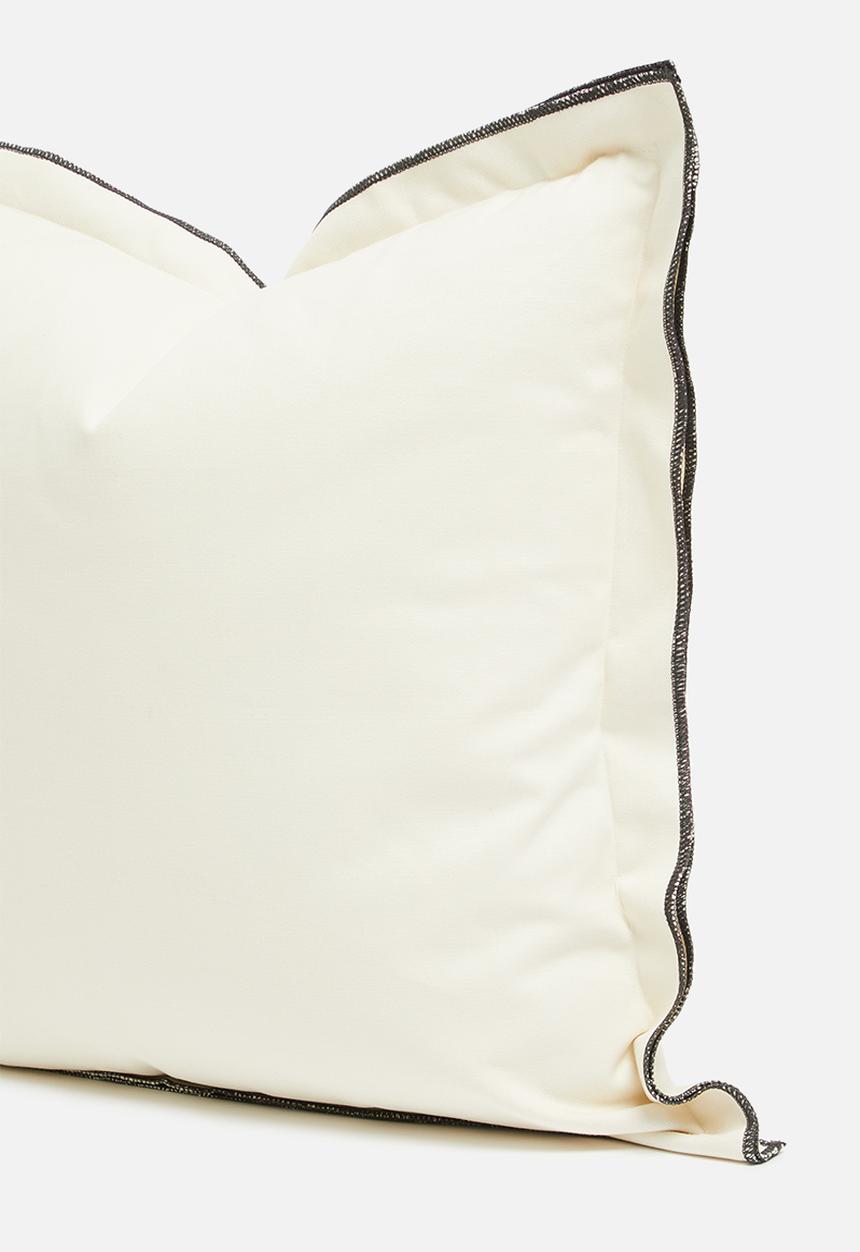 Sixth Floor - Duvha canvas cushion cover - ivory & charcoal overlock