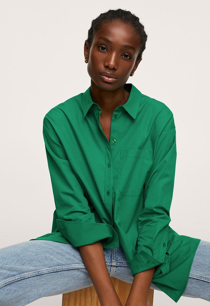 MANGO - Shirt bej - green