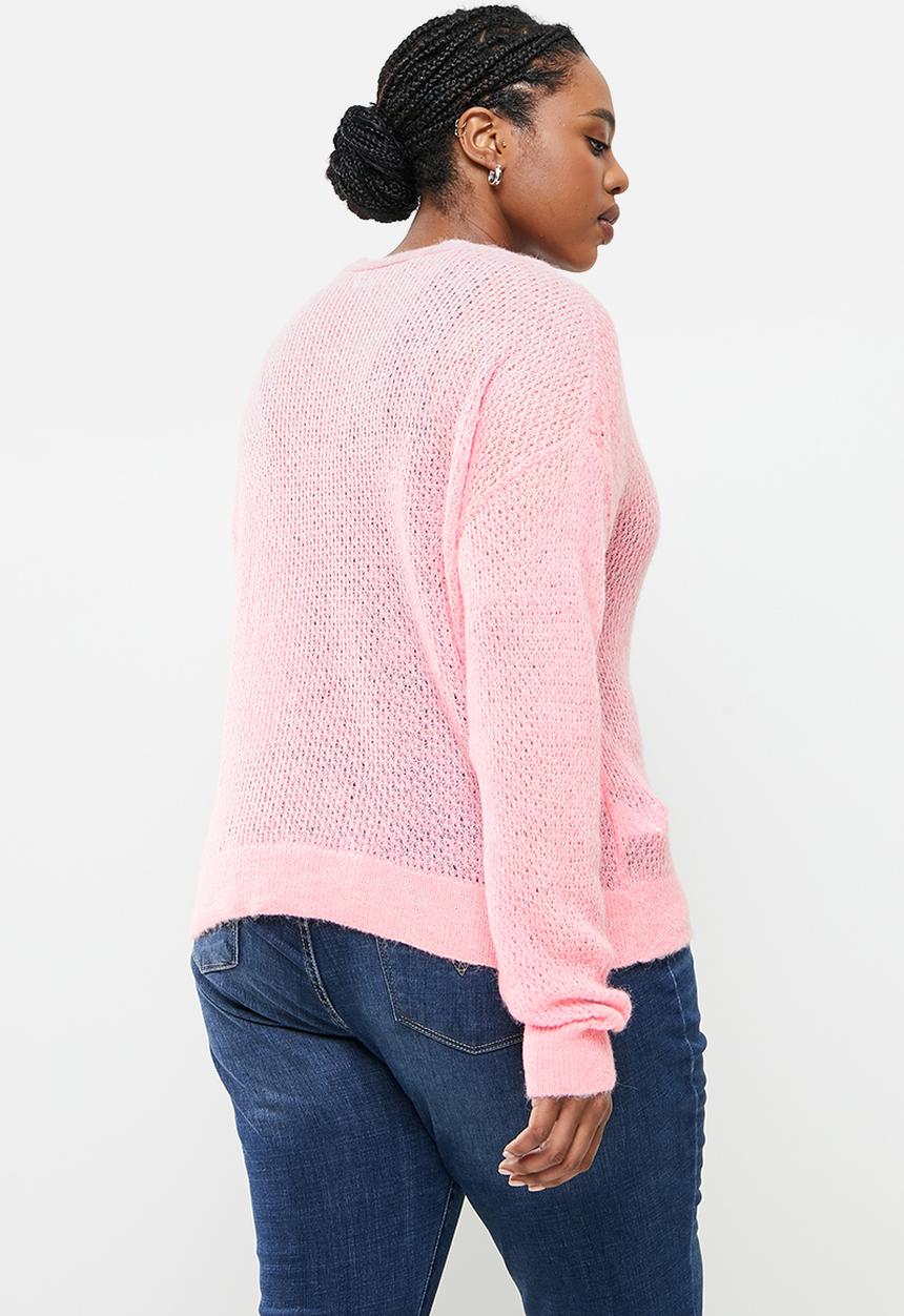 MANGO - Plus sweater gery - light pastel pink