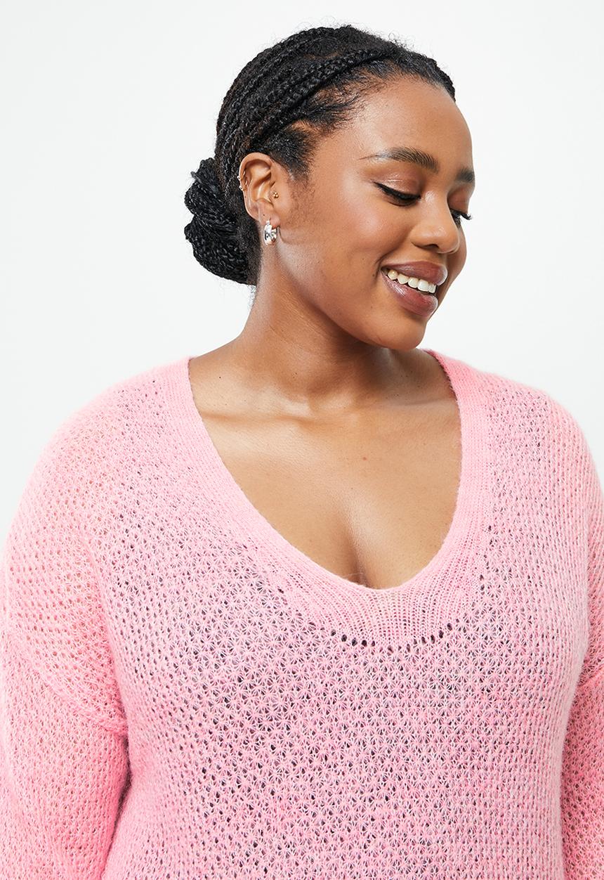 MANGO - Plus sweater gery - light pastel pink