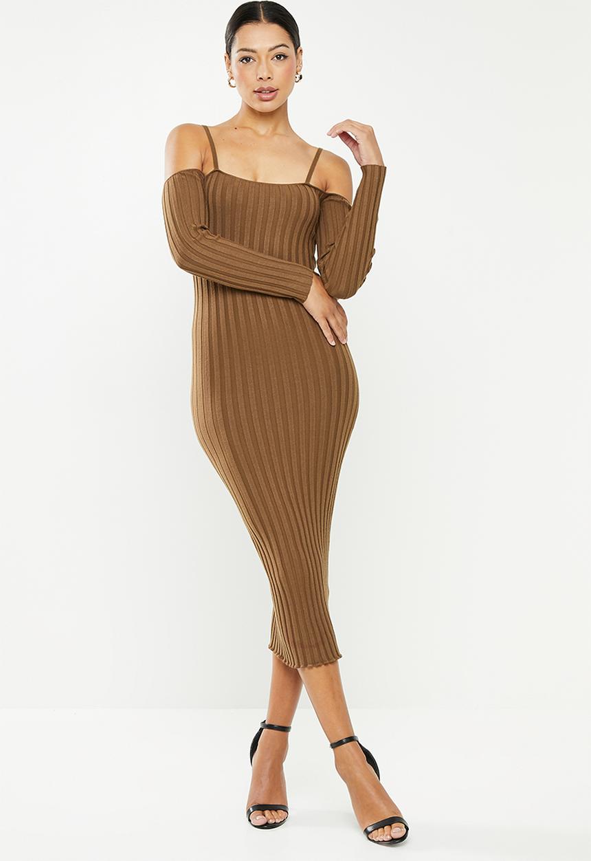 Glamorous - Rib dress - coffee brown