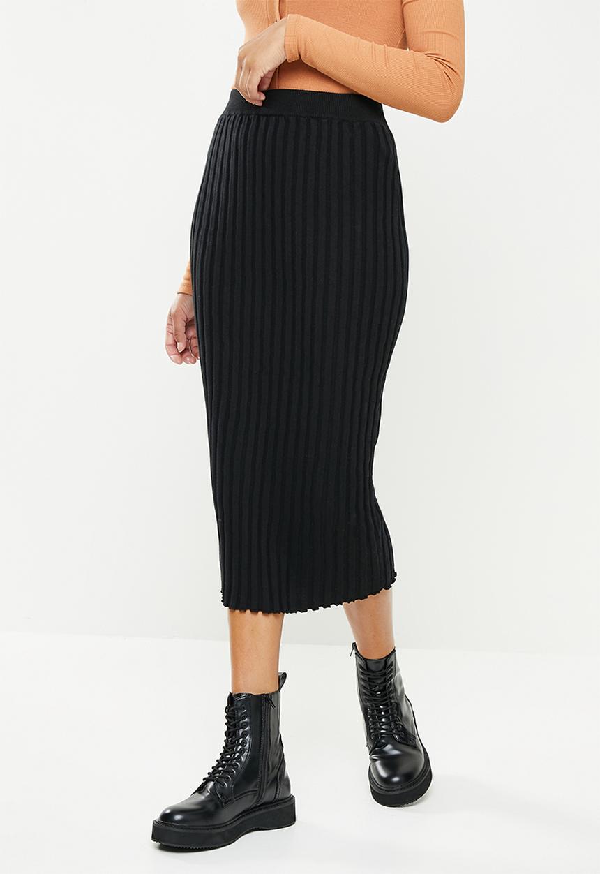 Glamorous - Ladies midi knit skirt - black 