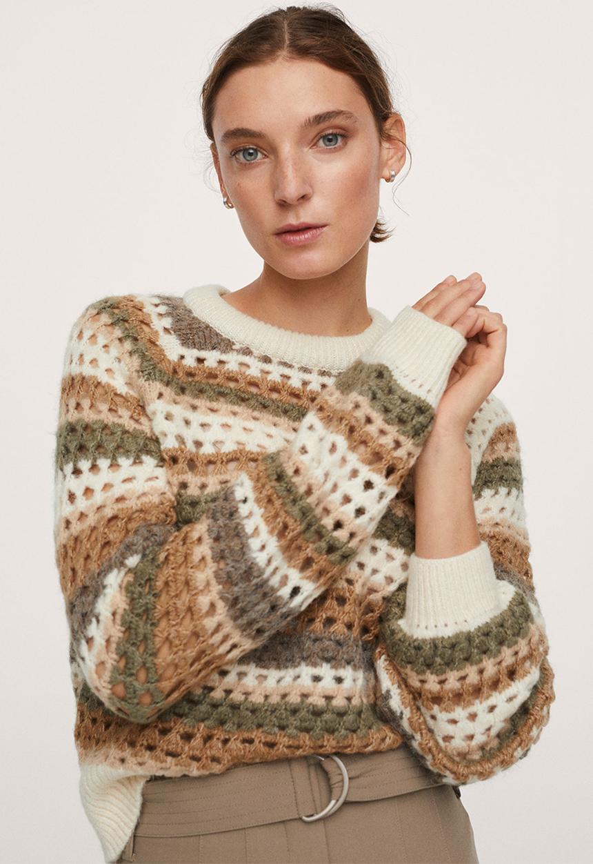 MANGO - Sweater anbog - light beige