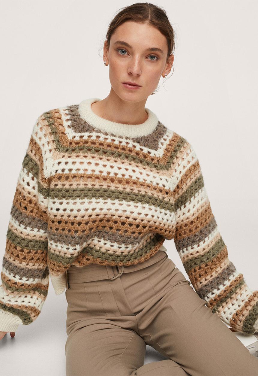 MANGO - Sweater anbog - light beige