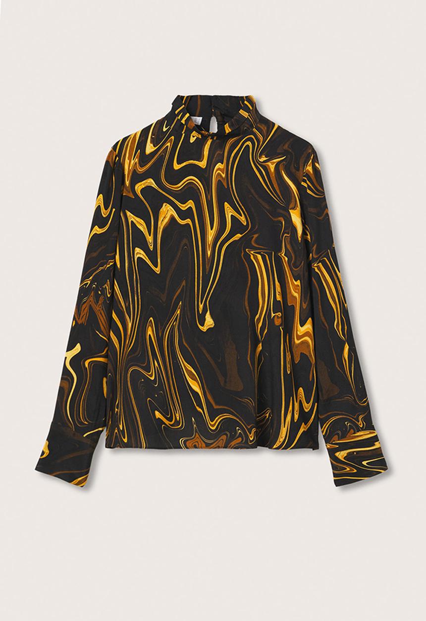 MANGO - Blouse mostaza - black