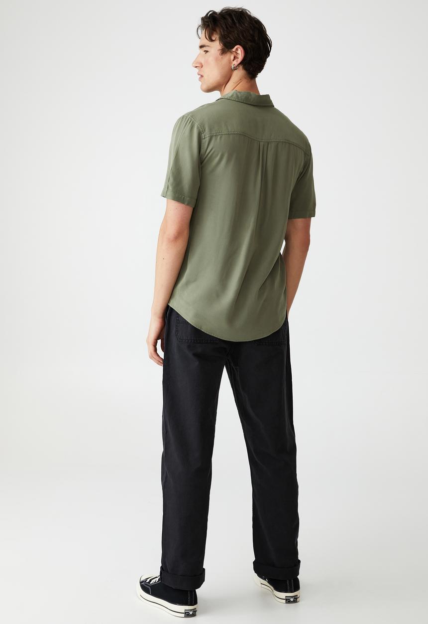 Cotton On - Cuban short sleeve shirt - military