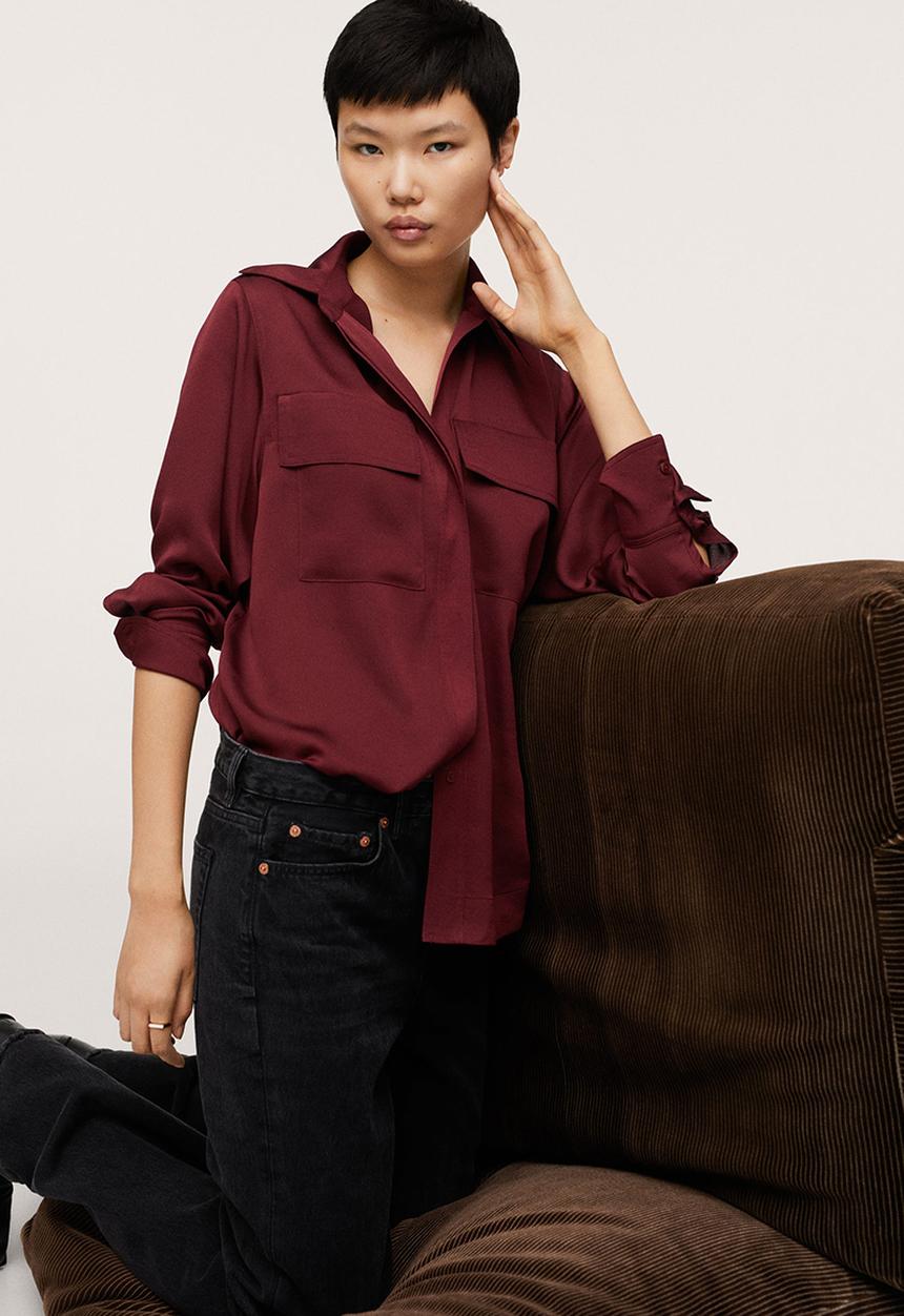 MANGO - Shirt aida - burgundy 
