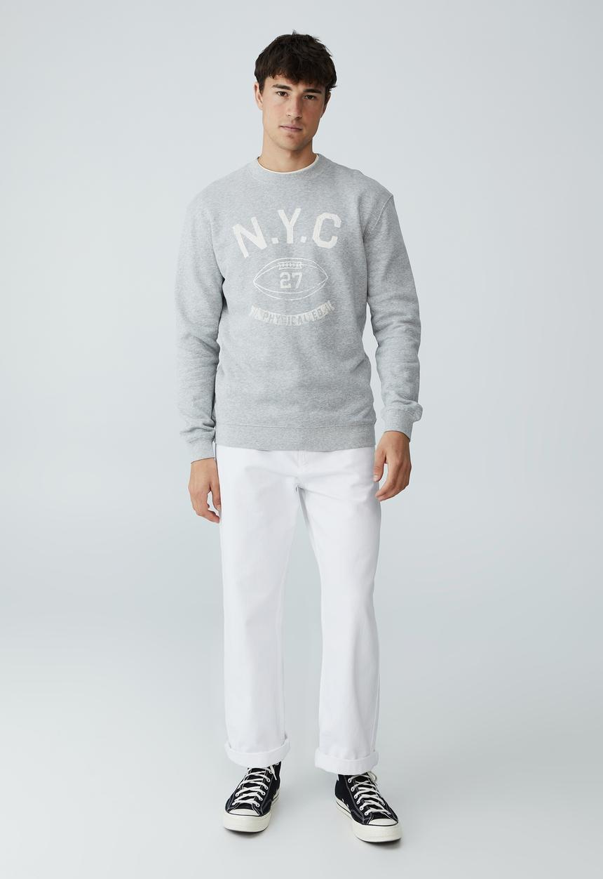 Cotton On - Graphic crew fleece - light grey marle