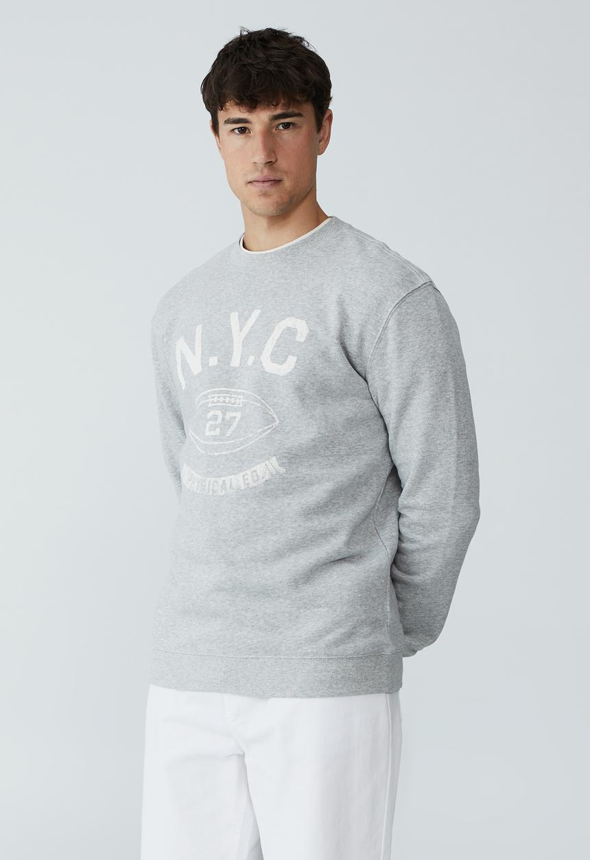 Cotton On - Graphic crew fleece - light grey marle