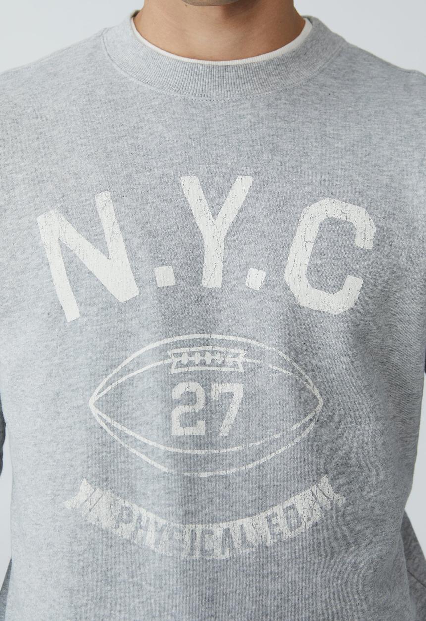 Cotton On - Graphic crew fleece - light grey marle
