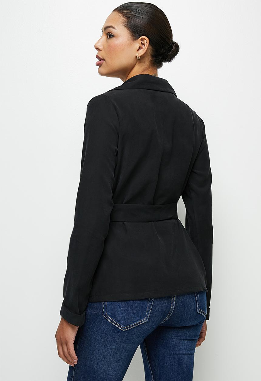 edit - Wrap longline blazer - black
