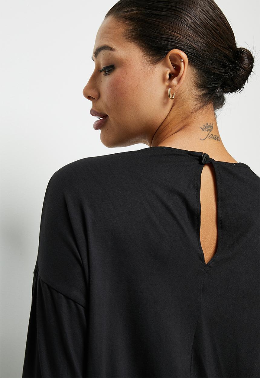 edit - Drop shoulder knit jumpsuit - black