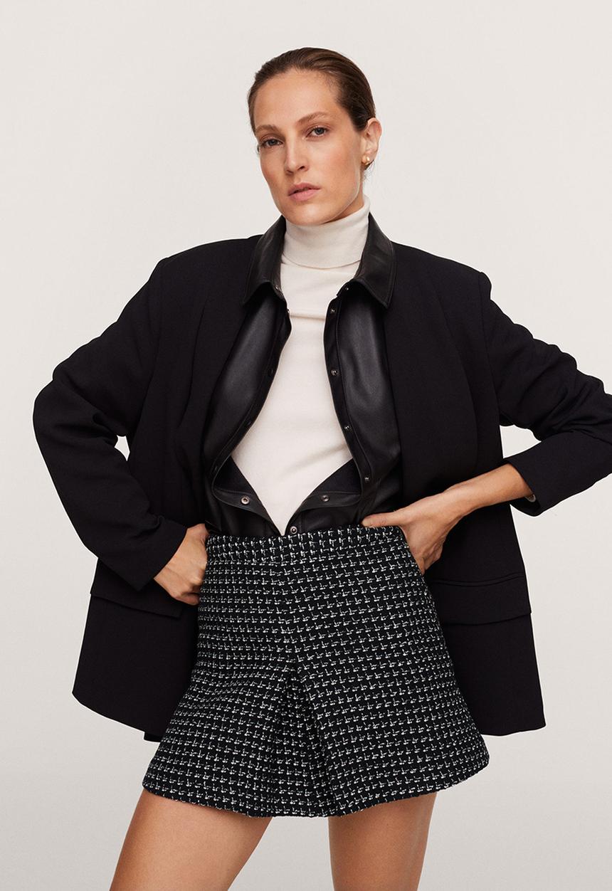 MANGO - Skirt miniplit - black