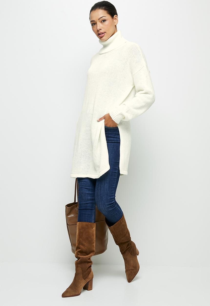 edit - Longline fuzzy jumper - cream