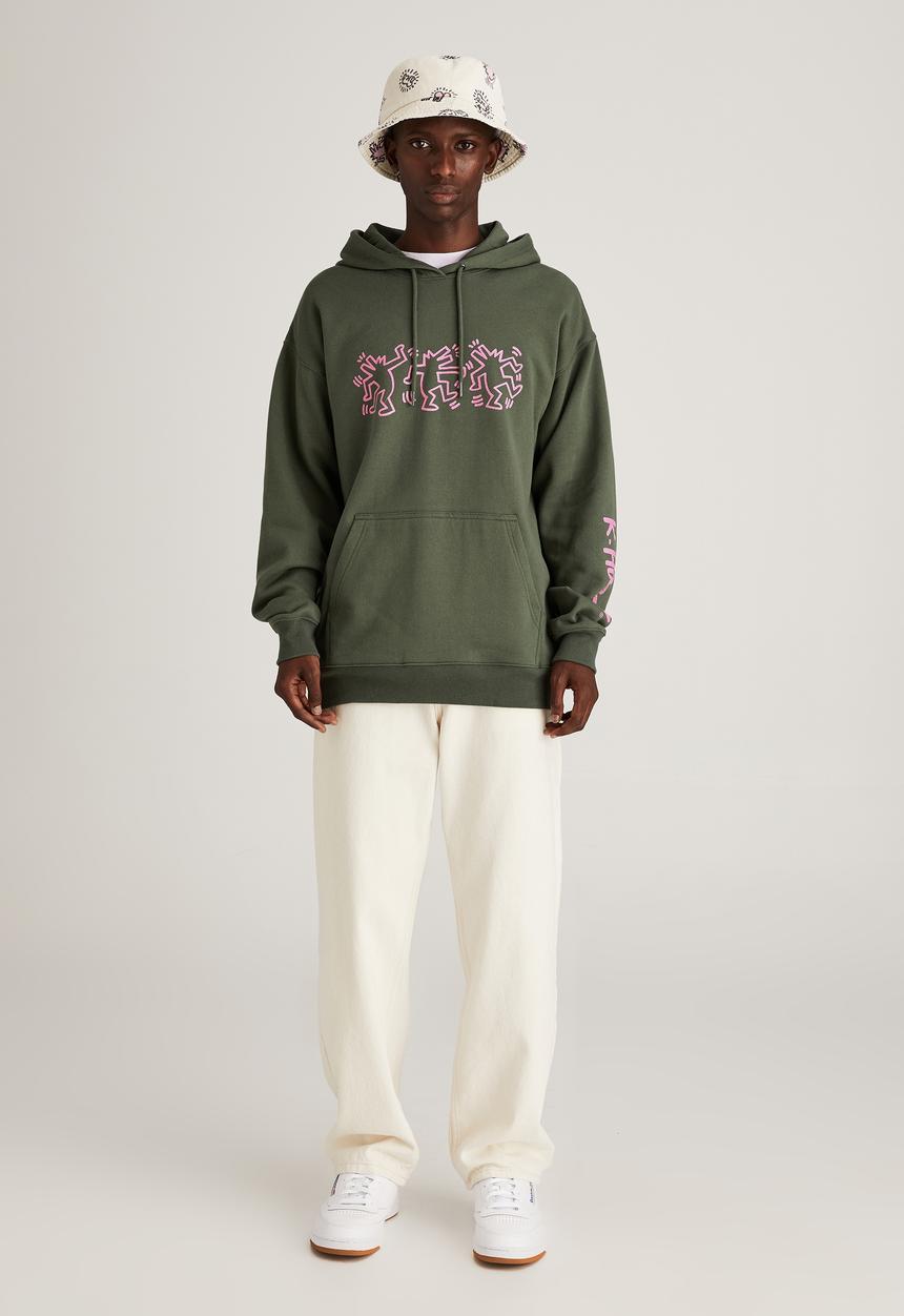 Cotton On - Keith haring fleece pullover - forest
