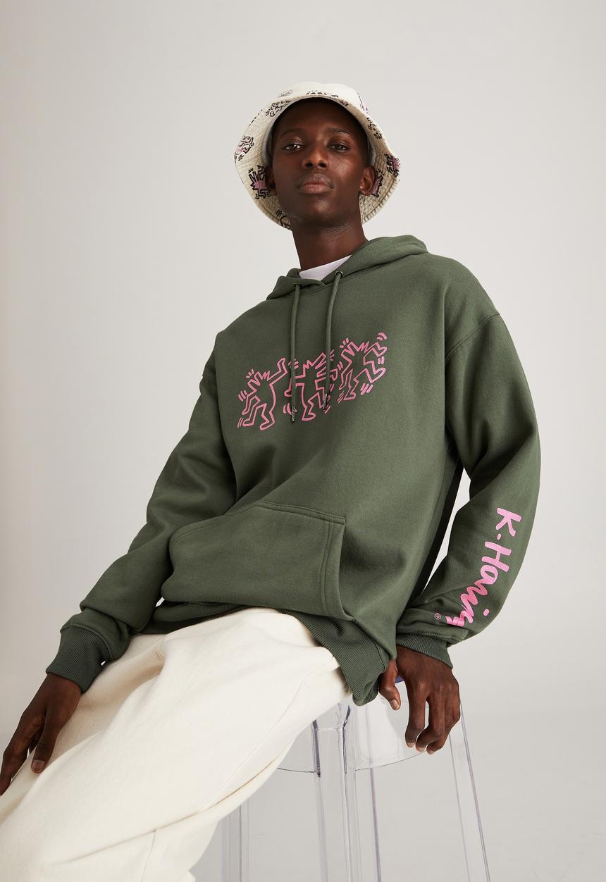 Cotton On - Keith haring fleece pullover - forest