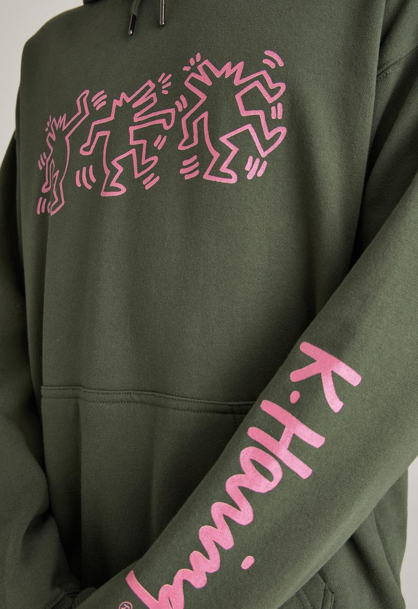 Cotton On - Keith haring fleece pullover - forest